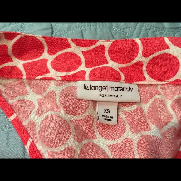 Coral and white maternity dress - Picture 3 of 4